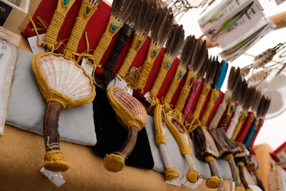 Display of indigenous fans and fans made with traditional materials