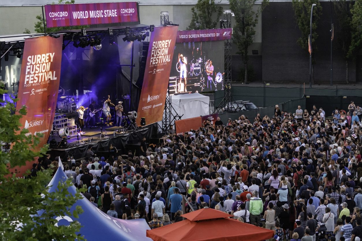 Large crowd watching performance on World Music Stage